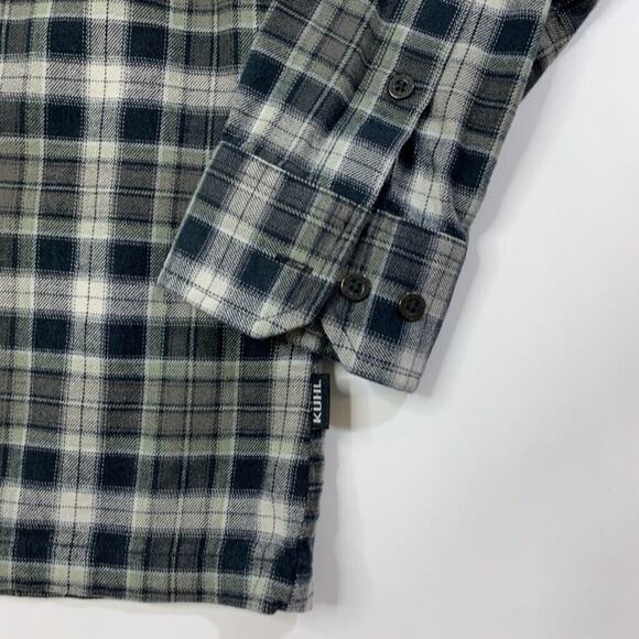 Kuhl Shirt Mens M Medium Gray Ivy Dillingr Flannel Button Up Cotton Tercel Blend - Picture 3 of 14